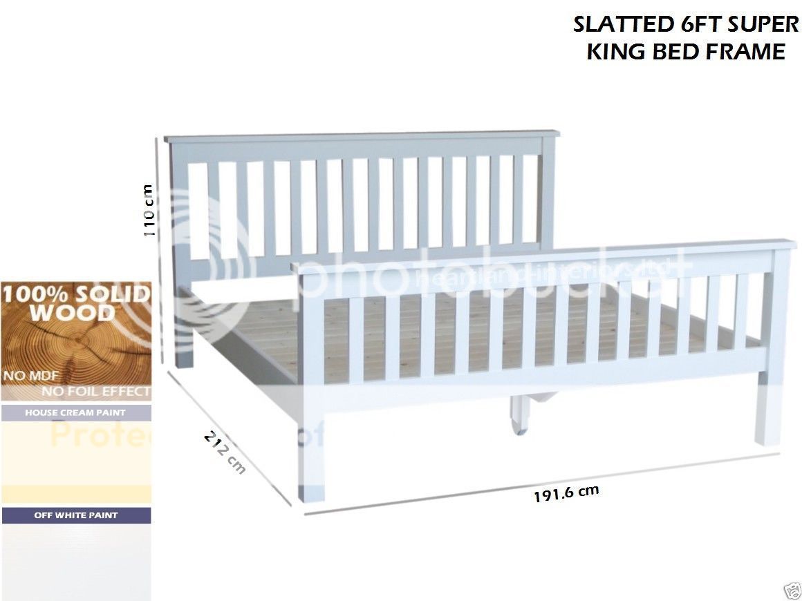 white painted bed frame, solid wood slatted bedstead double✓ king white painted bed frame, solid wood slatted bedstead double✓ king