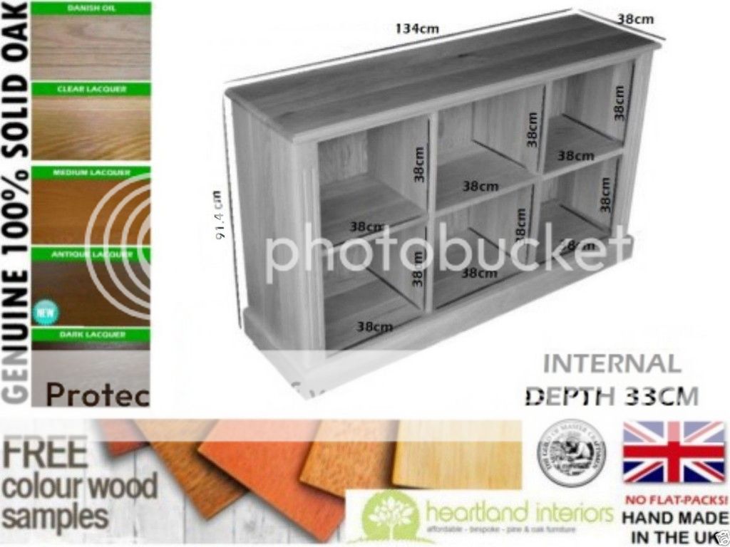 Solid Oak Bookcase, Triple LP Vinyl Record Display Shelving Storage