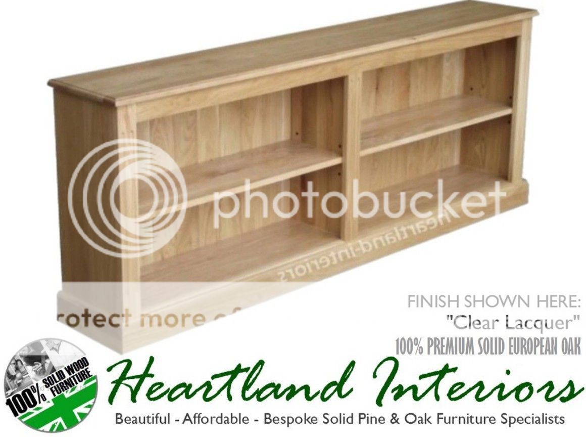 Solid Oak Bookcase, Low, 6ft Wide Split Adjustable Display Shelving