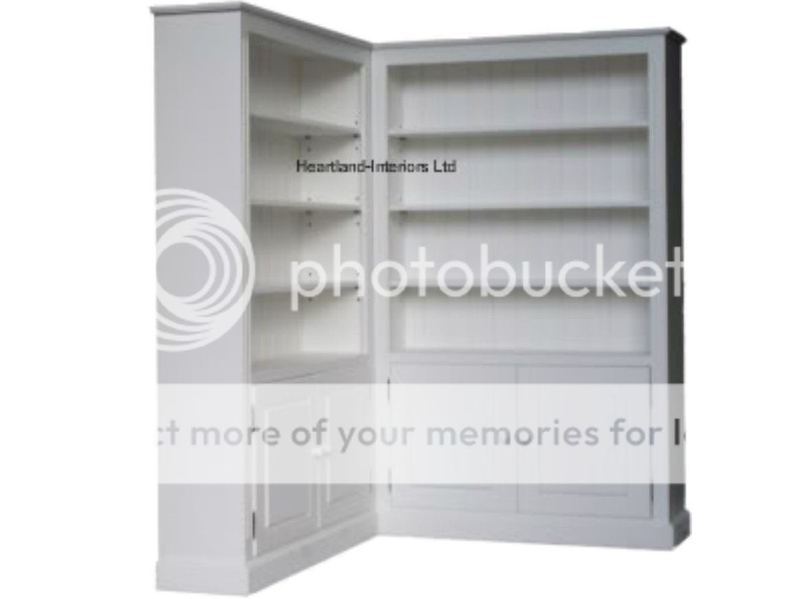 100 Solid Wood Corner Bookcase, Fully White Painted Display Shelving