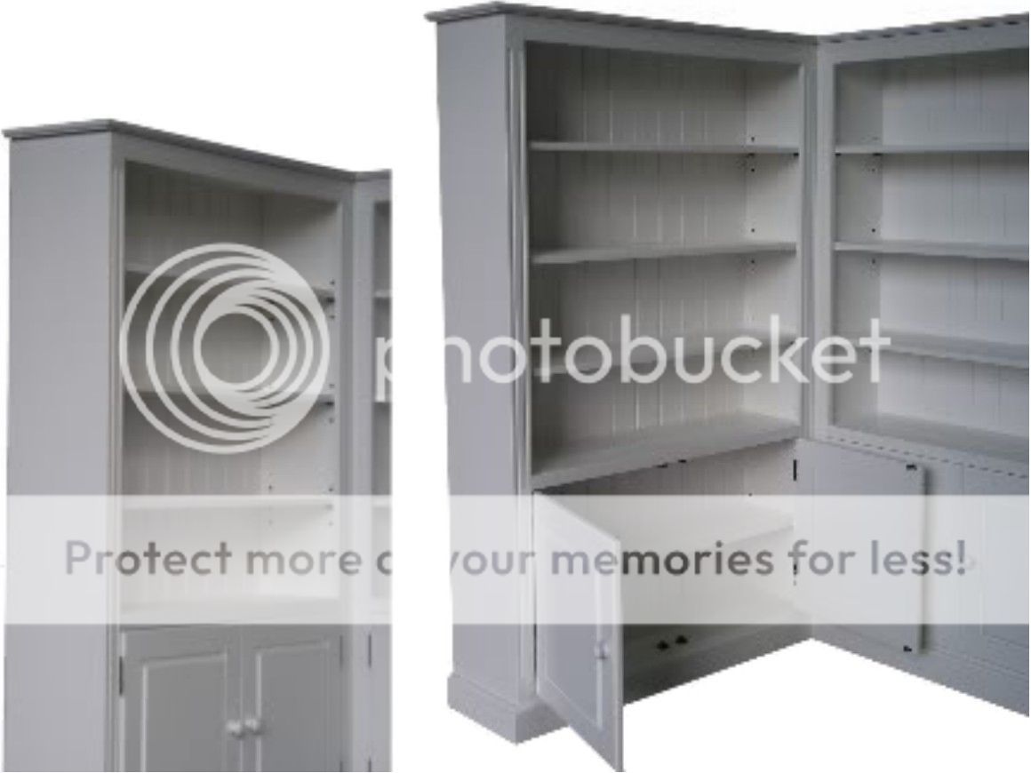 100 Solid Wood Corner Bookcase, Fully White Painted Display Shelving