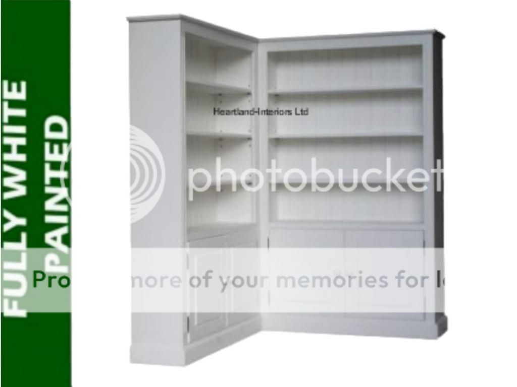 100 Solid Wood Corner Bookcase, Fully White Painted Display Shelving