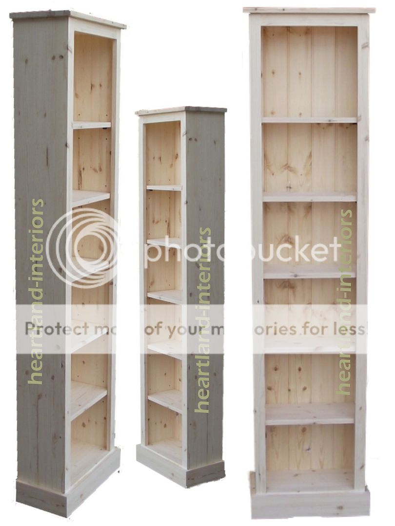 Solid Pine Bookcase 6' Tall Narrow Adjustable Display Shelving in Bare