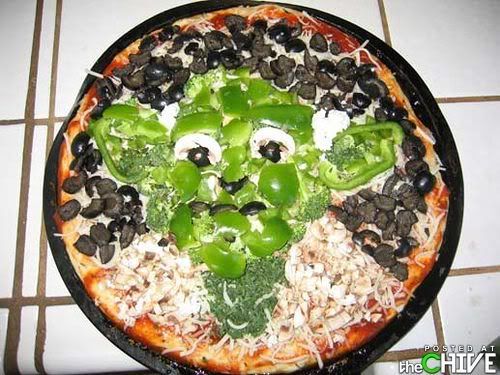 pizza with peppers shaped like yoda star wars